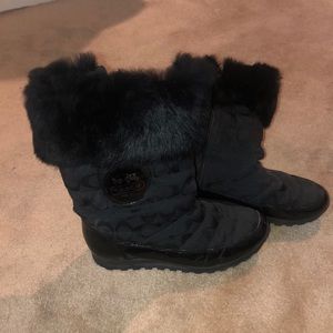 Coach fur trim boots